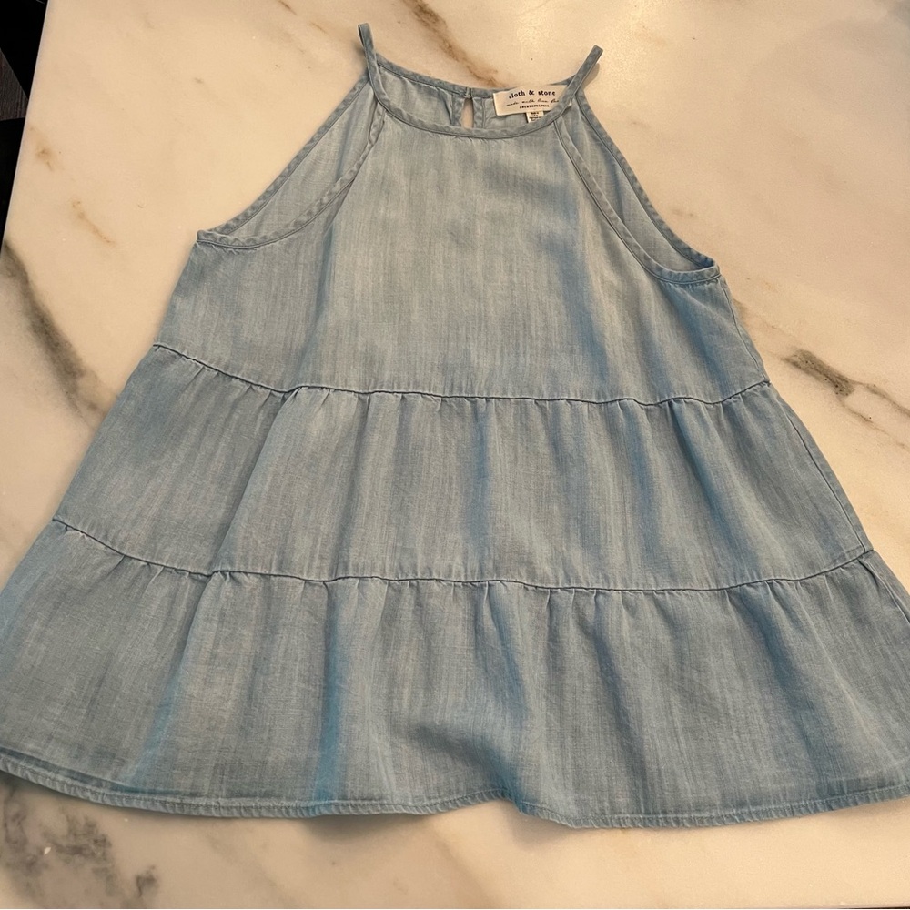 Light Blue Sleeveless Tiered Top